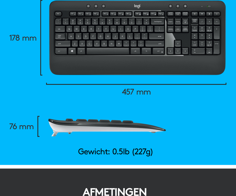 Logitech mk540 advanced desktopset 4 orig - Logitech MK540 Advanced desktopset Toetsenbord (zwart)
