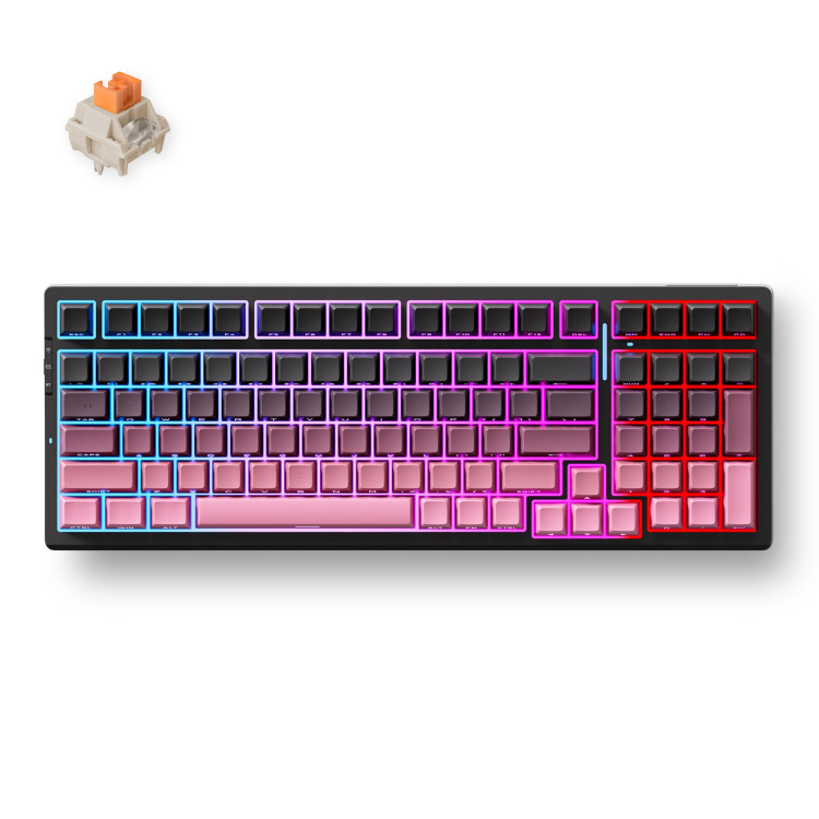 MCHOSE MCHOSE G98 Pro Black Pink Flame Orange Wireless Tri-Mode Custom Mechanical gaming toetsenbord