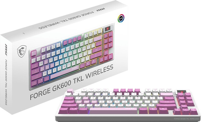 Msi forge gk600 tkl w violet us 5 orig - MSI FORGE GK600 TKL Violet - Toetsenbord (Pink)