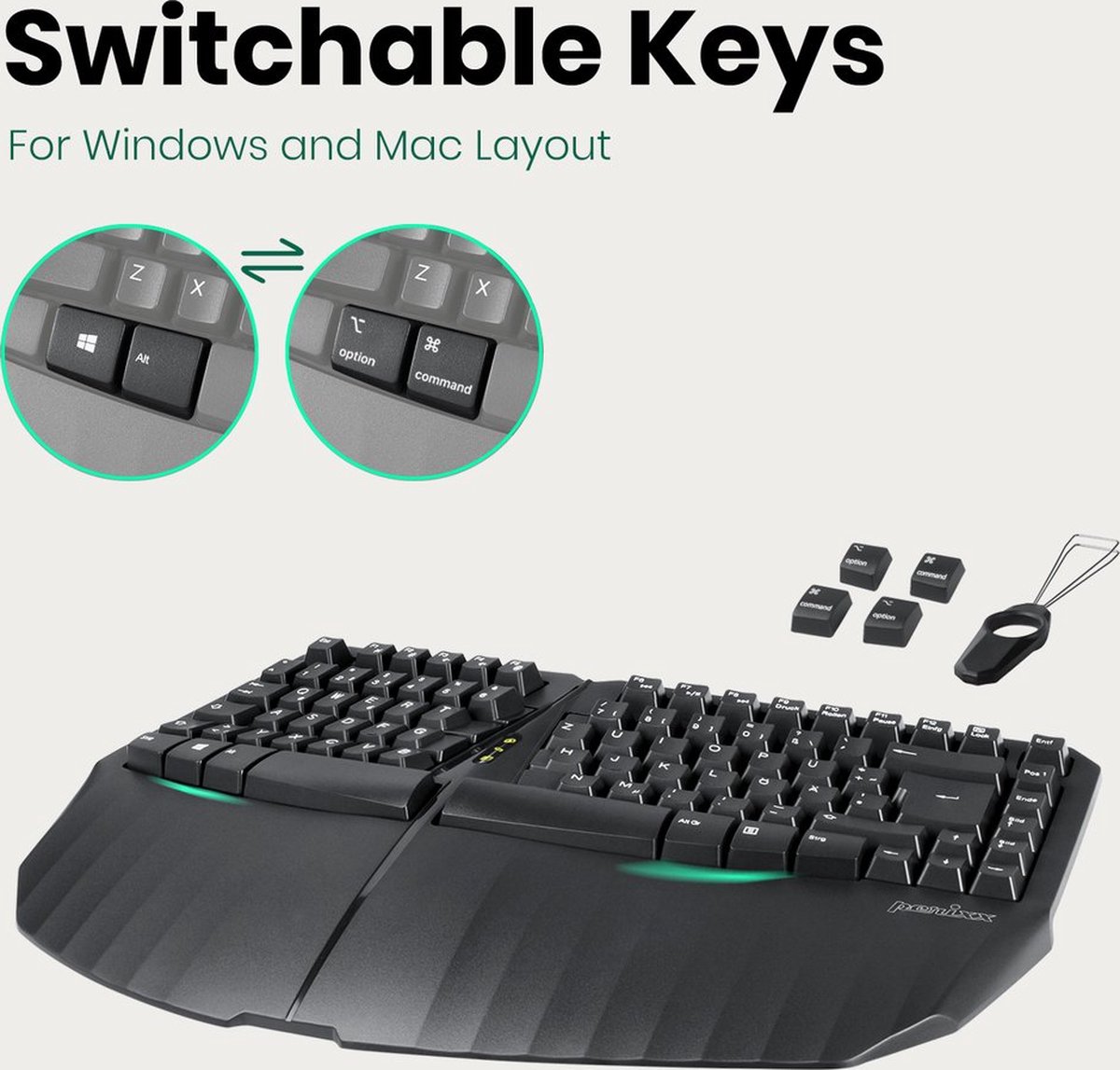 Perixx periboard 524b bedraad ergonom 10 orig - Perixx Periboard-524B Bedraad Ergonomisch Toetsenbord (zwart)