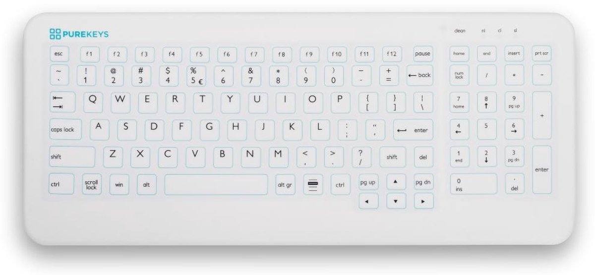 Purekeys compact hygienisch medisch toe 4 orig - Purekeys Compact Hygiënisch Medisch Toetsenbord (wit)