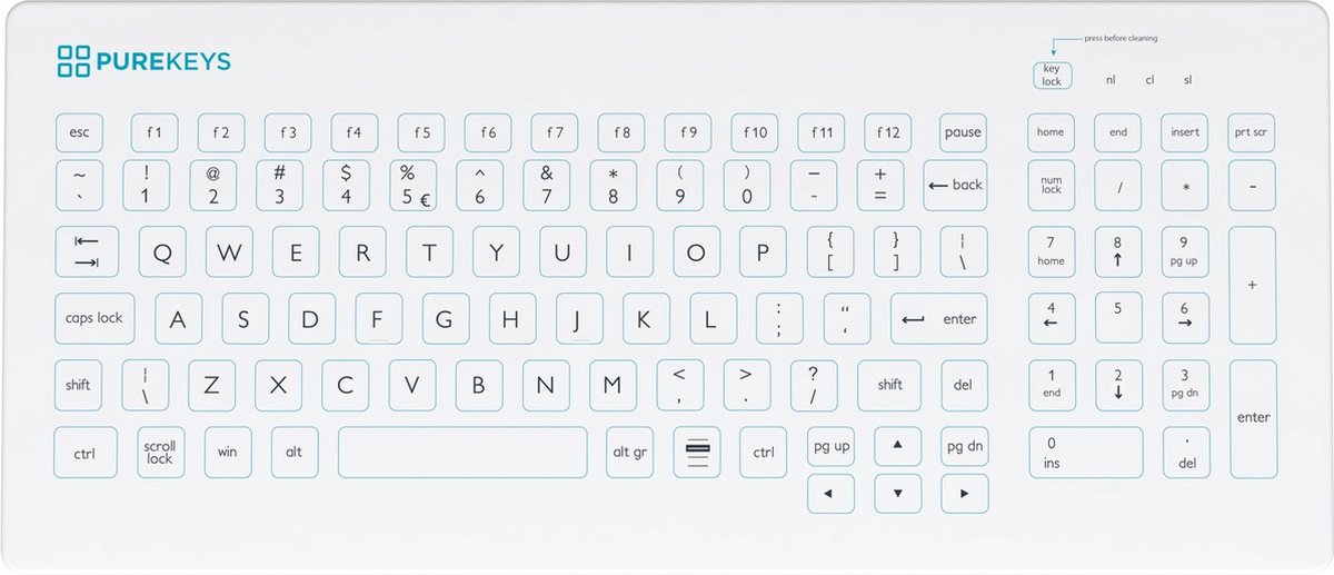 Purekeys draadloos medisch toetsenbord 2 orig - Purekeys Draadloos Medisch Toetsenbord (wit)