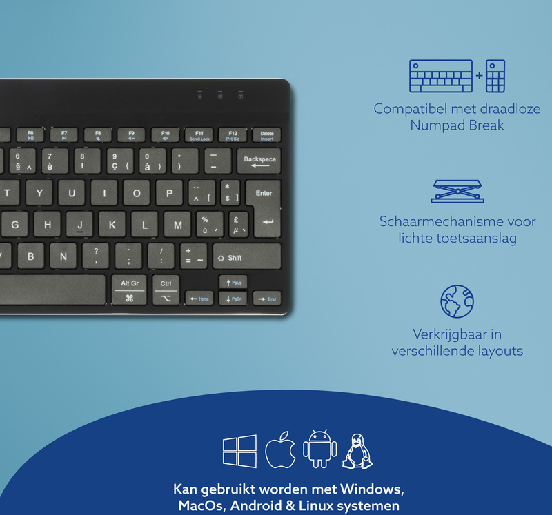 R go compact break toetsenbord draa 775282 3 orig - R-Go Tools Compact Break Draadloos Zwart Azerty Belgisch Toetsenbord