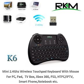 K6 Draadloos Mini Toetsenbord met Touchpad Zwart - afbeelding 6