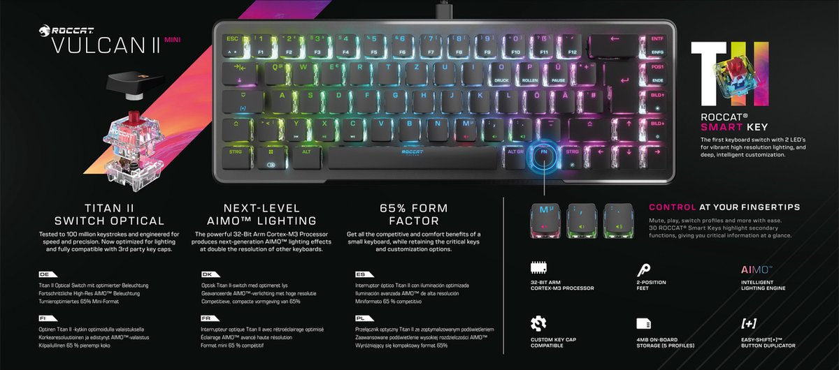 Roccat vulcan ii mini mechanisch opti 6529371 10 orig - Roccat Vulcan II Mini Mechanisch Optisch Gaming Toetsenbord (zwart)