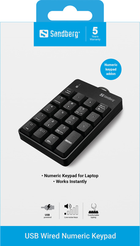 Sandberg usb wired numeric keypad numer 3 orig - Sandberg 630-07 Toetsenbord (zwart)