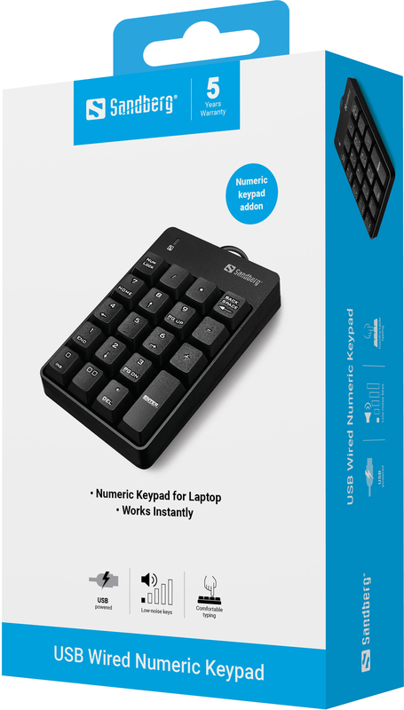 Sandberg usb wired numeric keypad numer 4 orig - Sandberg 630-07 Toetsenbord (zwart)