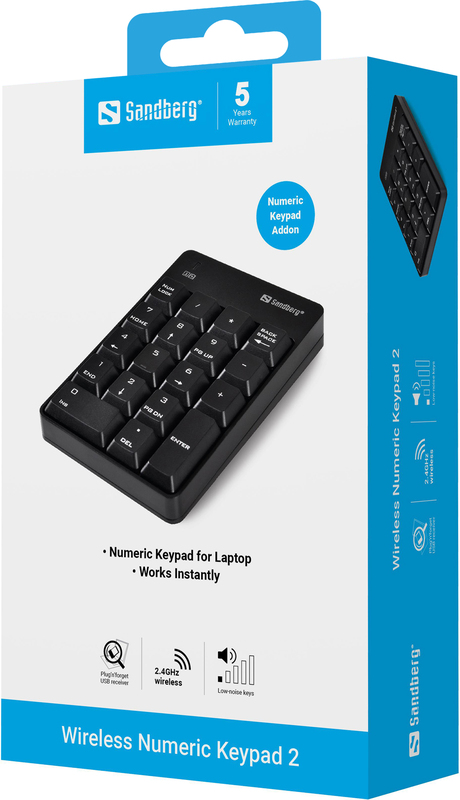 Sandberg wireless numeric keypad 2 2 orig - Sandberg 630-05 Toetsenbord (zwart)