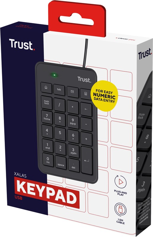 Trust xalas usb numpad 3 orig - Trust Xalas USB Numpad Toetsenbord (zwart)