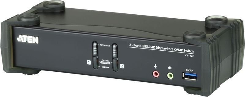 Aten 2 poorts kvm schakelaar zwart 7231597 - ATEN Cs1922 USB 3.0 4K 2-poorts DisplayPort KVM-switch