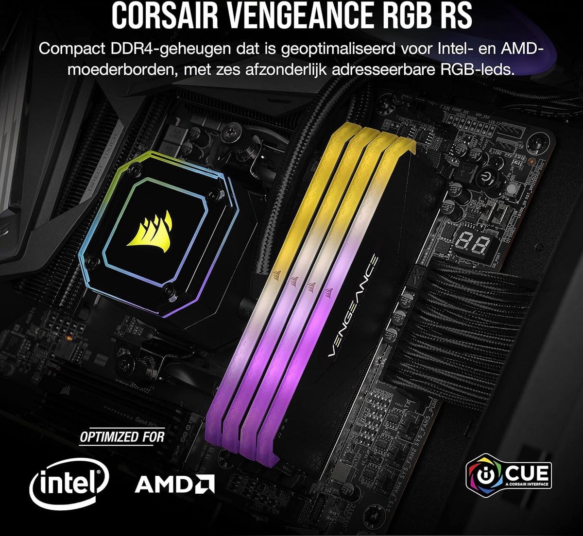 Corsair Vengeance Rgb Rs 16Gb Ddr4 3600 (Pc4-28800) C18 Desktop Memory - Zwart - afbeelding 2