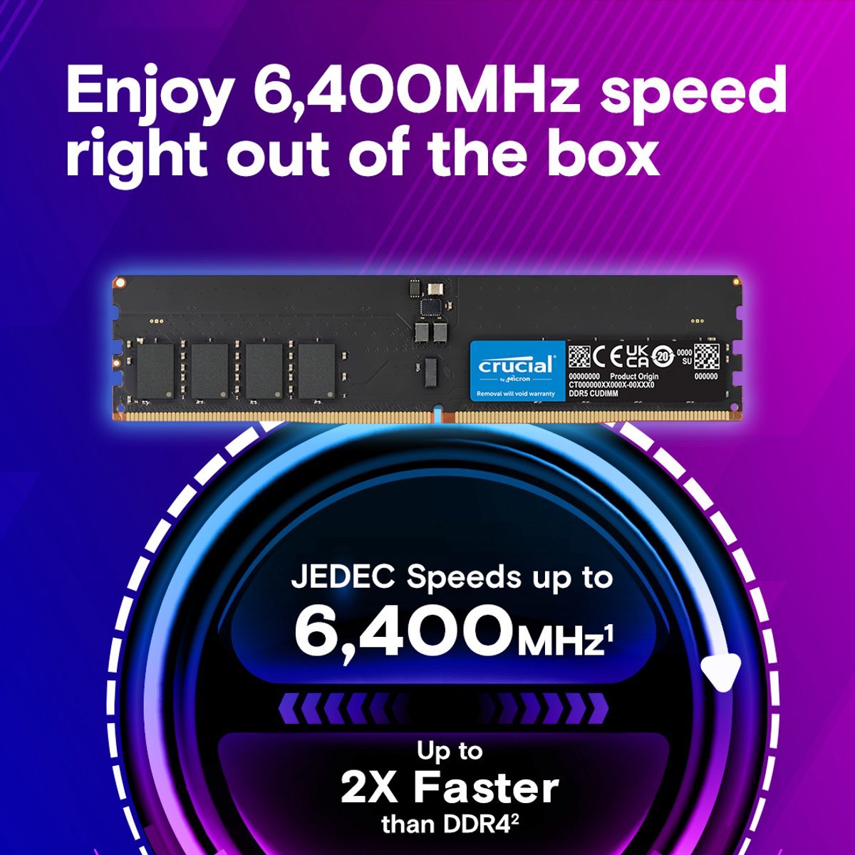 Crucial Ct32G64C52Cu5 Geheugenmodule 32 Gb 1 X 32 Gb Ddr5 6400 Mt/S