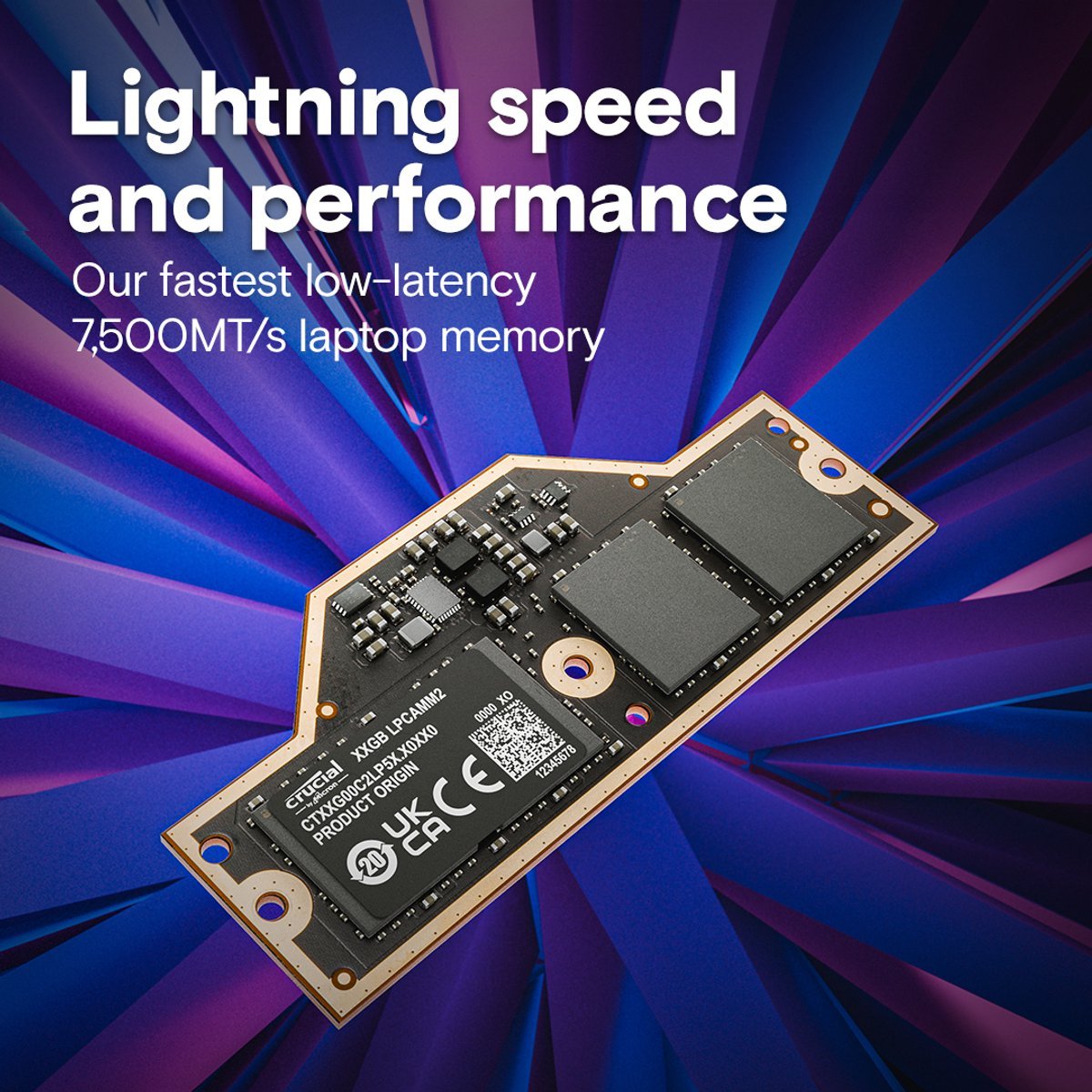 Crucial Crucial Ct64G75C2Lp5X Geheugenmodule 64 Gb 1 X 64 Gb Lpddr5X 7500 Mt/S 262-Pin Lpcamm2