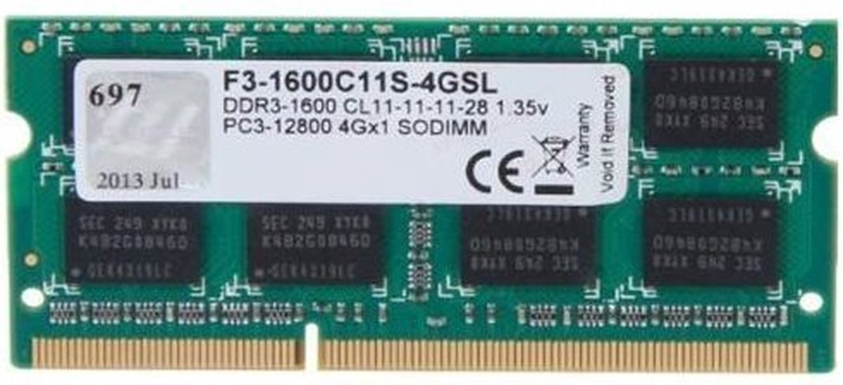 G.Skill 4Gb Ddr3-1600 Geheugenmodule 1 X 4 Gb