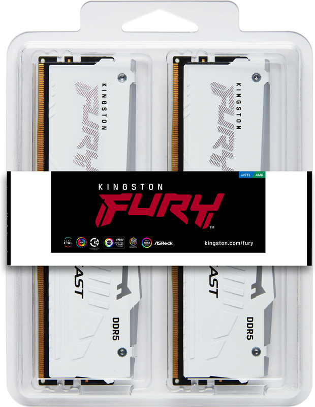 Kingston ddr5 fury beast white 2x16gb 5 4 orig - Kingston FURY Beast White RGB 32GB (2x16GB) 5200MT/s DDR5 Geheugen