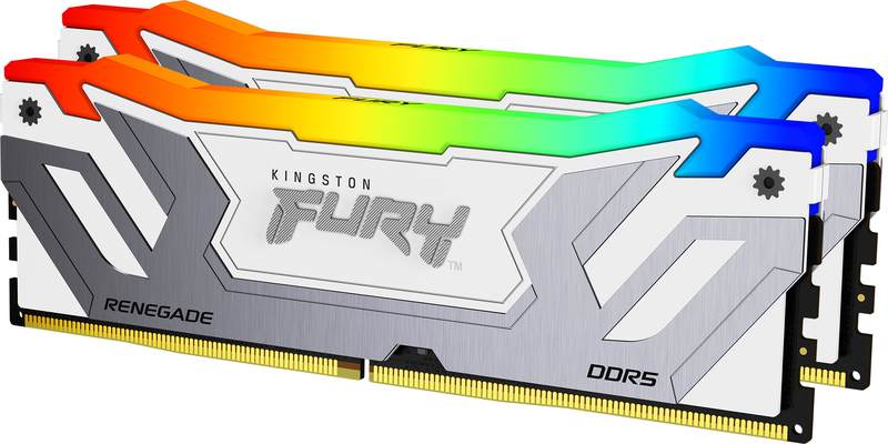 Kingston ddr5 fury renegade white 2x24g 2 orig - Kingston FURY Renegade RGB CUDIMM 48GB DDR5-8400 Geheugen (White)