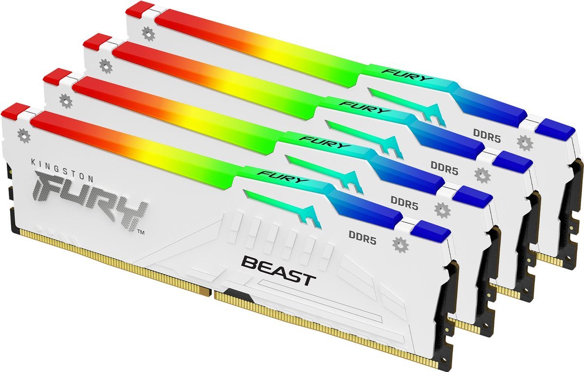 Kingston Kingston Technology Fury Beast 128Gb 5600Mt/S Ddr5 Cl40 Dimm (Kit Van 4) White Rgb Xmp