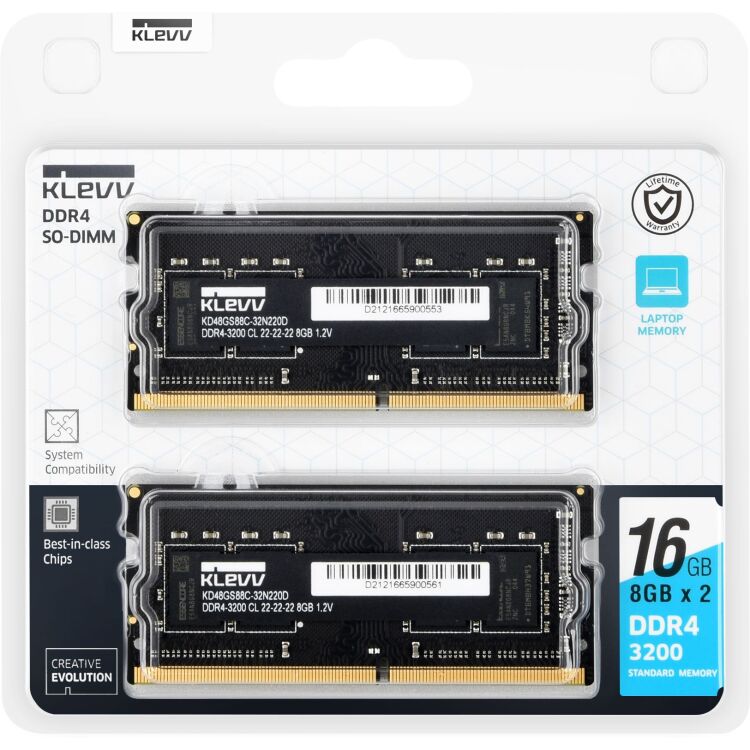 KLEVV KLEVV 16 GB DDR4-3200 (2x 8 GB) Kit laptopgeheugen