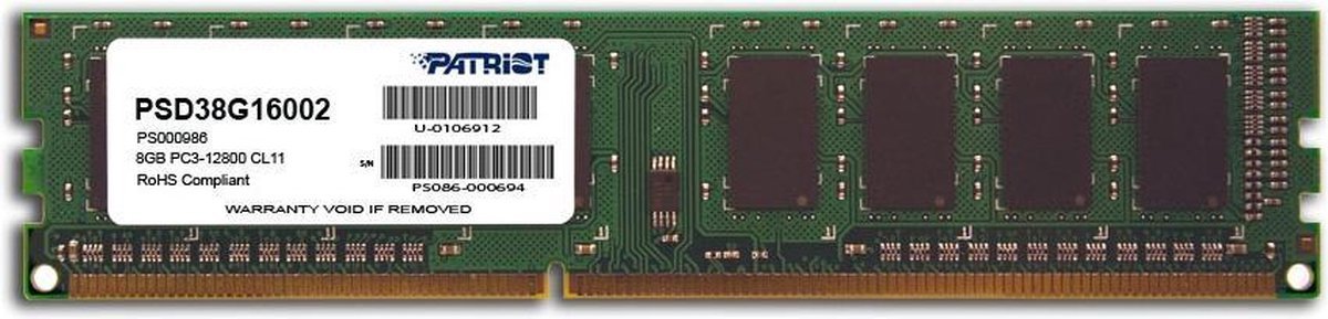 Patriot Memory Signature Line Psd38G16002 Geheugenmodule 8 Gb 1 X 8 Gb Ddr3 - afbeelding 4