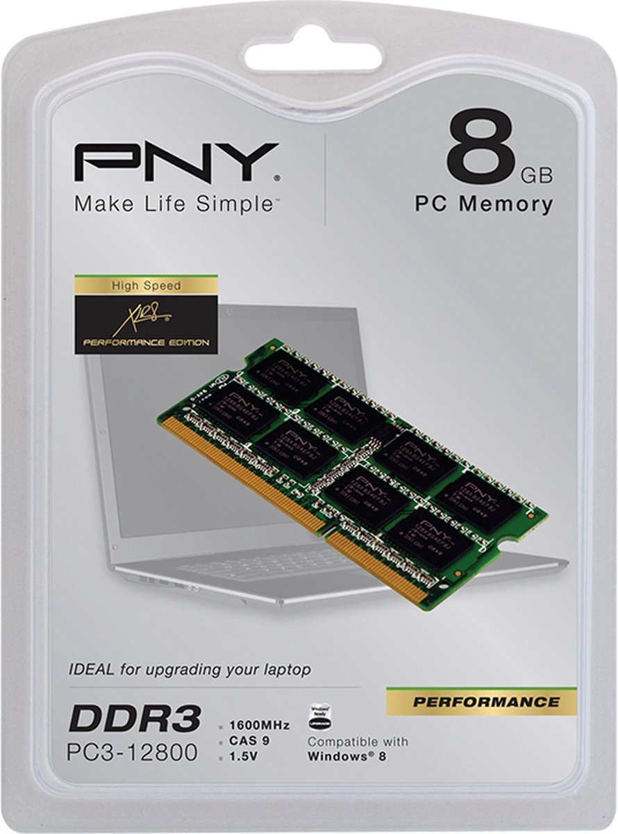 PNY Pny 8Gb Ddr3 1600Mhz Geheugenmodule 1 X 8 Gb