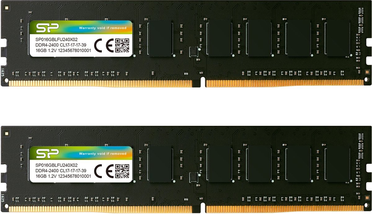 Silicon Power Silicon Power - Desktopgeheugen - Ddr4 - 32Gb (2X16Gb) - 2400Mhz - Cl17 - Udimm - Sp032Gblfu240X22