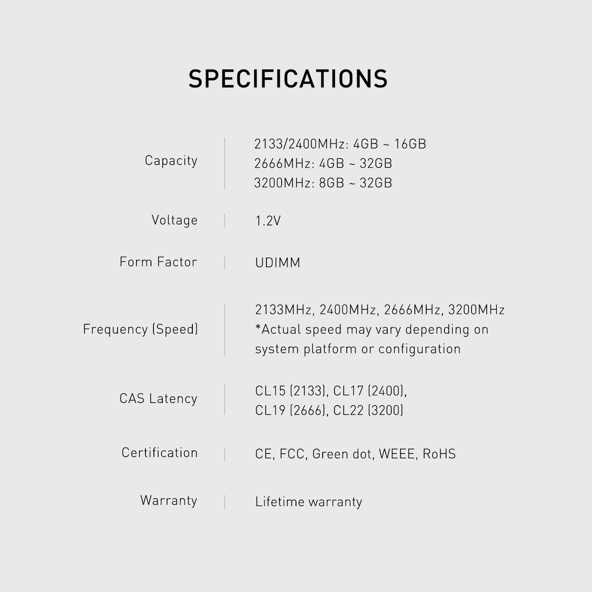 8GB DDR4 2400MHz CL17 Desktop Memory - afbeelding 2