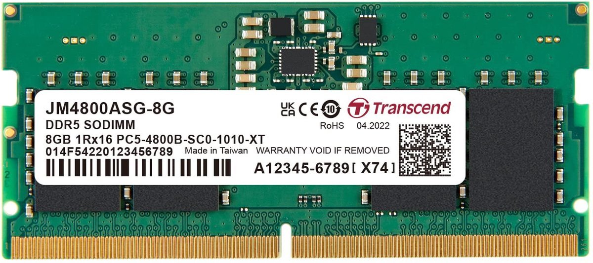 Transcend Transcend Jetram Jm4800Asg-8G Geheugenmodule 8 Gb 1 X 8 Gb Ddr5