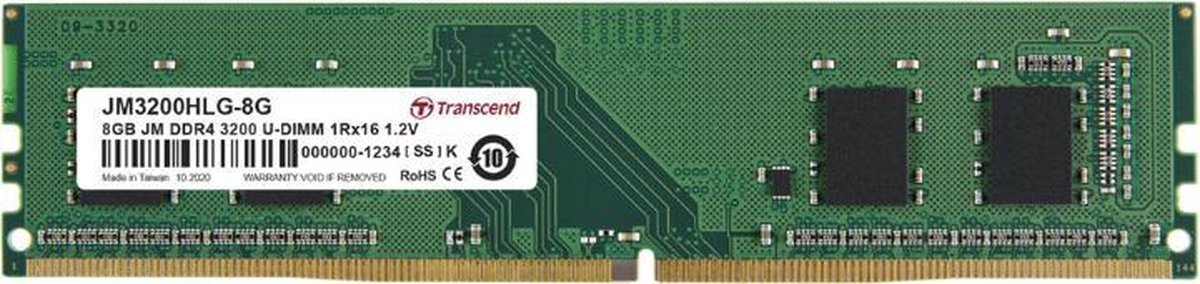 Transcend Transcend Jm3200Hlg-8G Jetram U-Dimm, 8 Gb, Ddr4, 3200 Mhz, 1Rx16, 1Gx16, Cl22, 1.2V