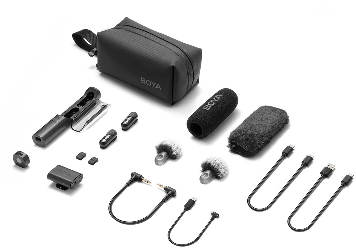 Boya magic serie draadloze microfoo 2 orig - Boya Magic Serie 4-In-1 USB Draadloze microfoonset (zwart)