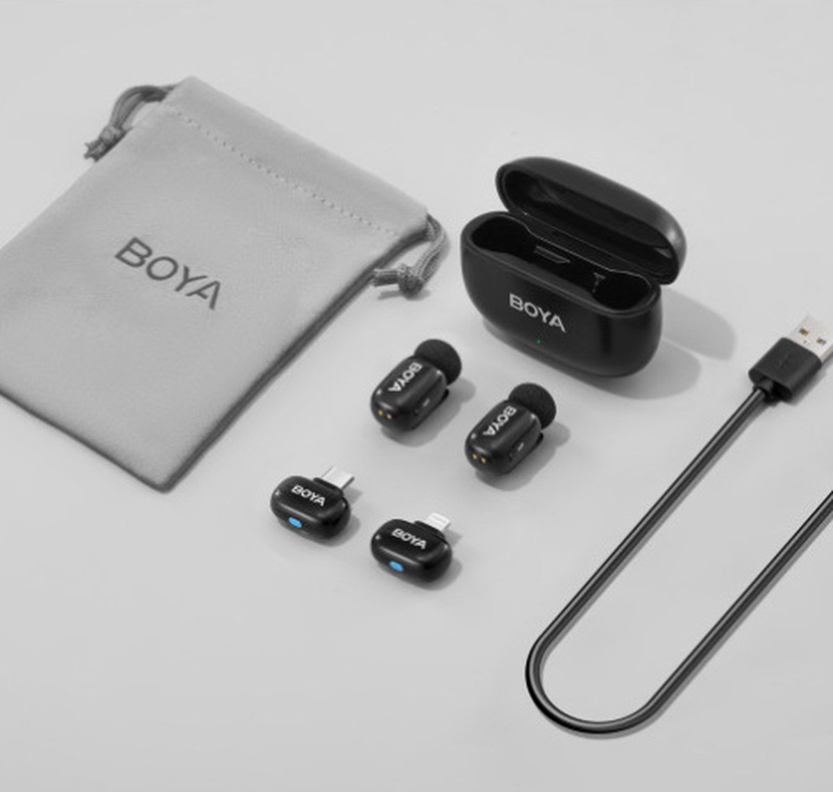 Boya mini 12 2 4 ghz ultra 4 orig - Boya Mini-12 2.4 GHz Ultra Mini USB Draadloze microfoonset (zwart)