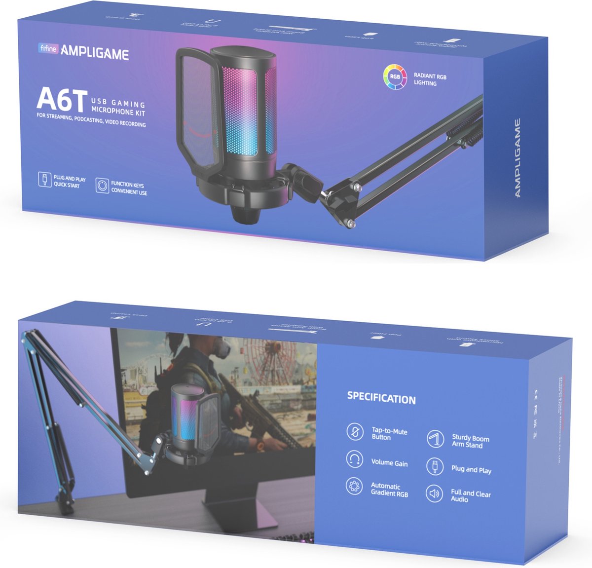 Fifine a6t usb microfoon pc met arm 10 orig - FIFINE A6T USB Microfoon (zwart)