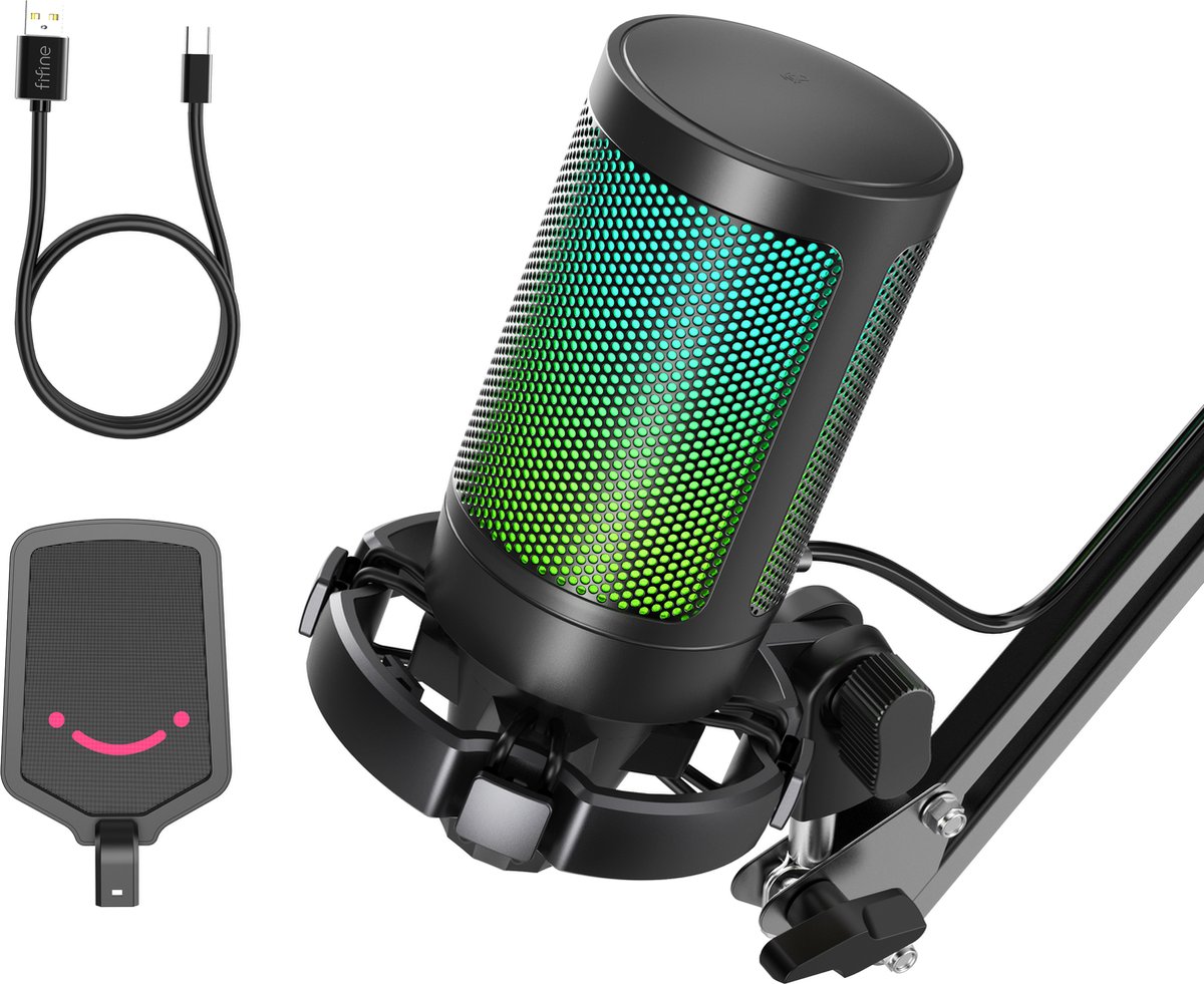 Fifine a6t usb microfoon pc met arm 8 orig - FIFINE A6T USB Microfoon (zwart)