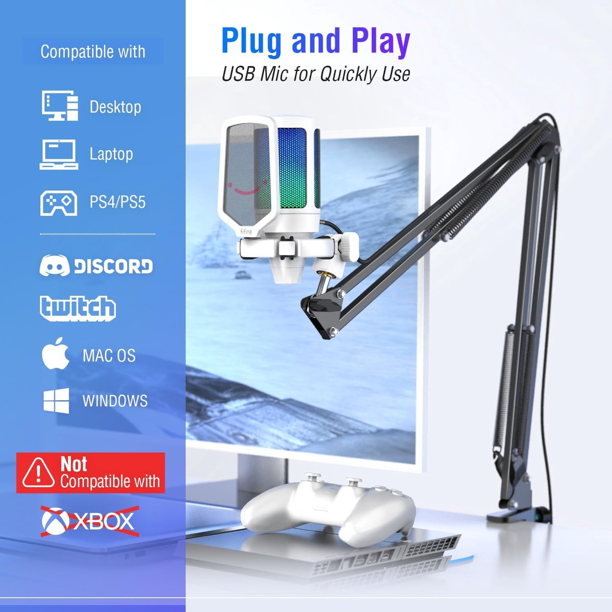 Fifine a6t wit usb studio microfoon p 2 orig - FIFINE A6T USB Microfoon (wit)