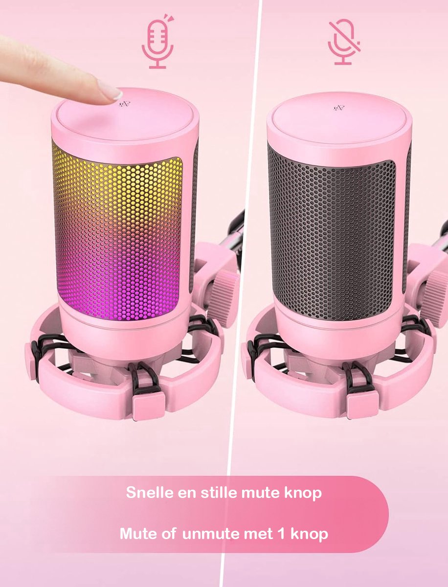 Fifine a6v roze usb streaming microfo 3 orig - FIFINE A6V USB Microfoon (roze)
