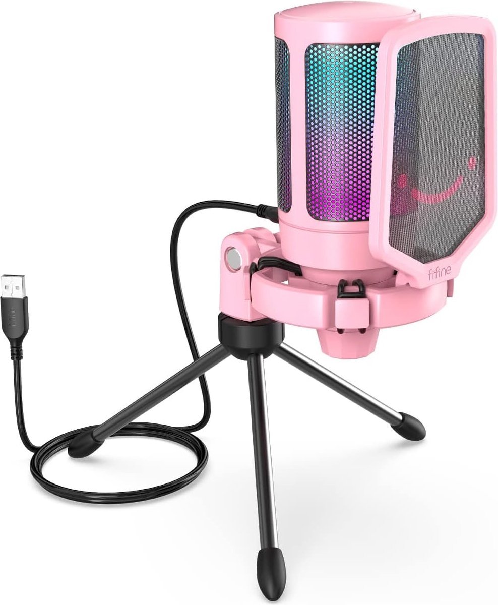 Fifine a6v roze usb streaming microfo