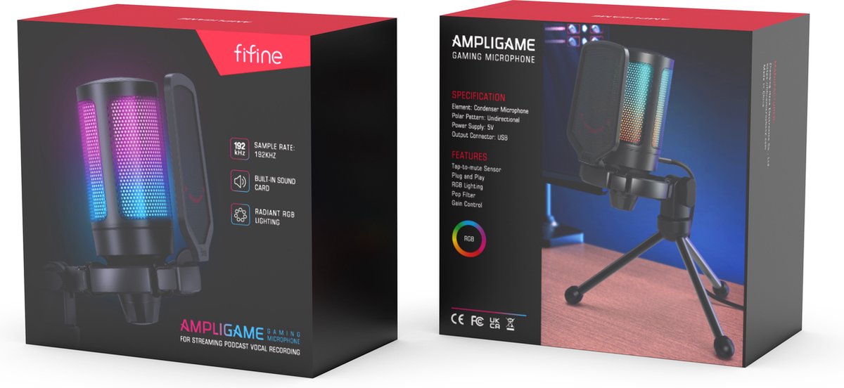 Fifine a6v usb streaming microfoon me 7 orig - FIFINE A6V USB Microfoon (zwart)