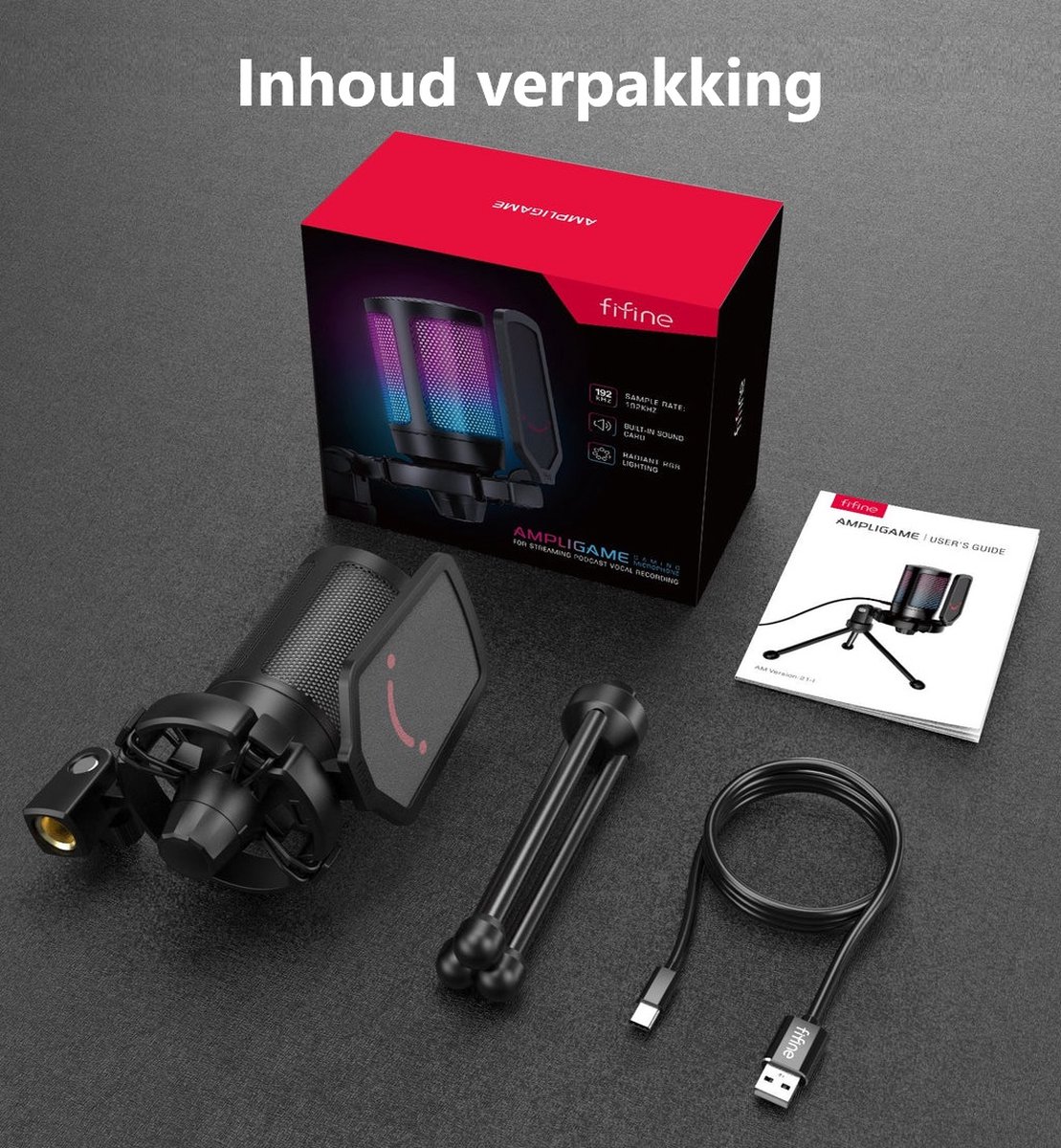 Fifine a6v usb streaming microfoon me 8 orig - FIFINE A6V USB Microfoon (zwart)