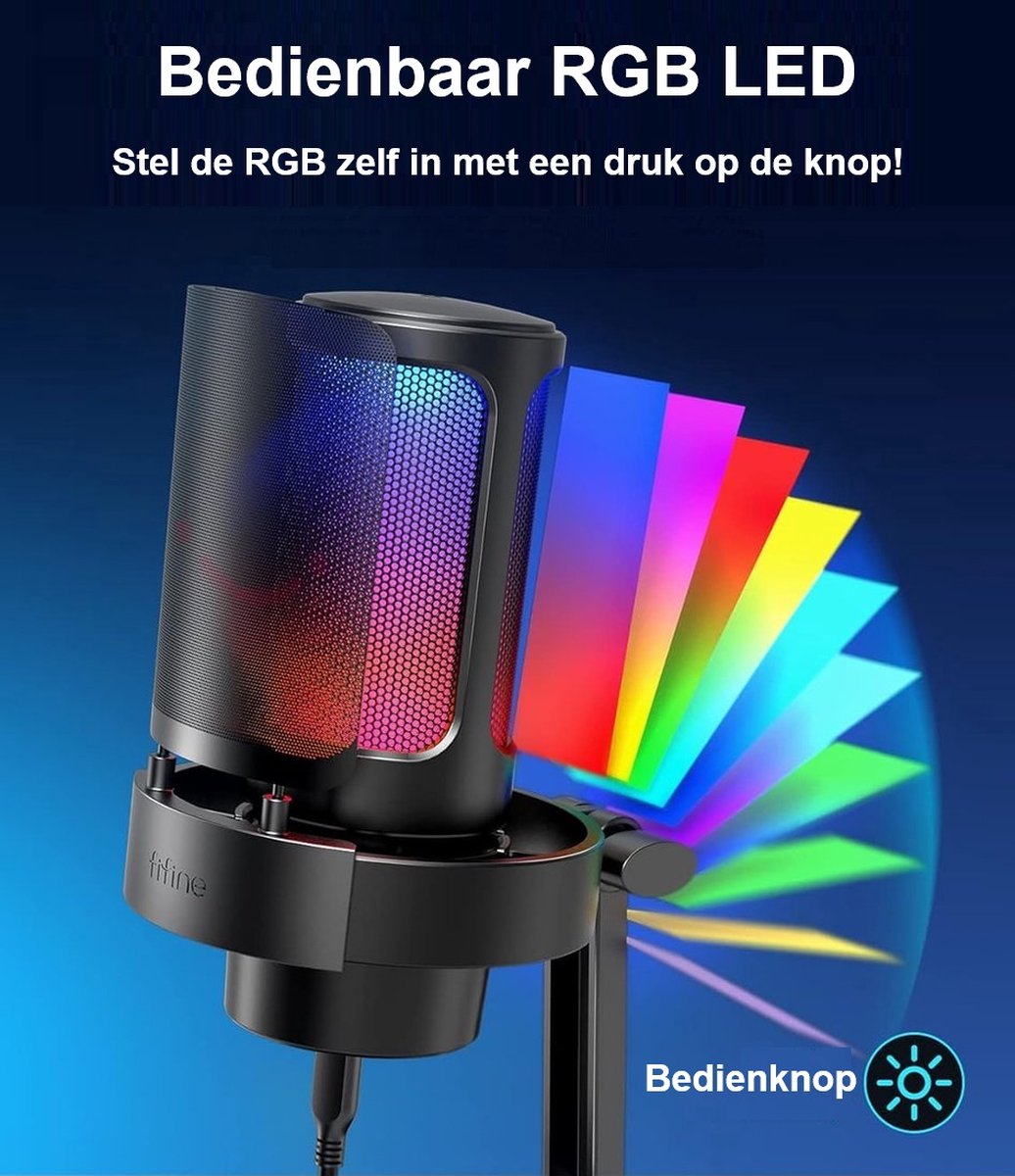 Fifine a8 usb streaming podcast gesch 8 orig - FIFINE A8 RGB Streaming Gaming Podcast Geschikt USB Microfoon (zwart)