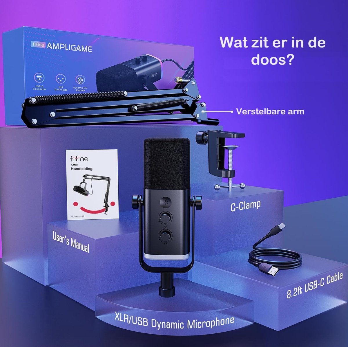 Fifine am8t usb xlr studio microfoon 4 orig - FIFINE Am8T USB + XLR Microfoon (zwart)
