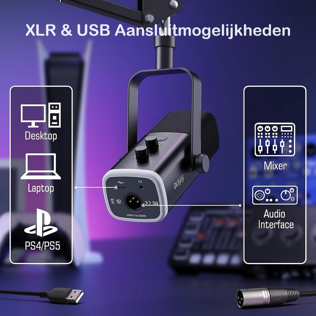 Fifine am8t usb xlr studio microfoon 8 orig - FIFINE Am8T USB + XLR Microfoon (zwart)