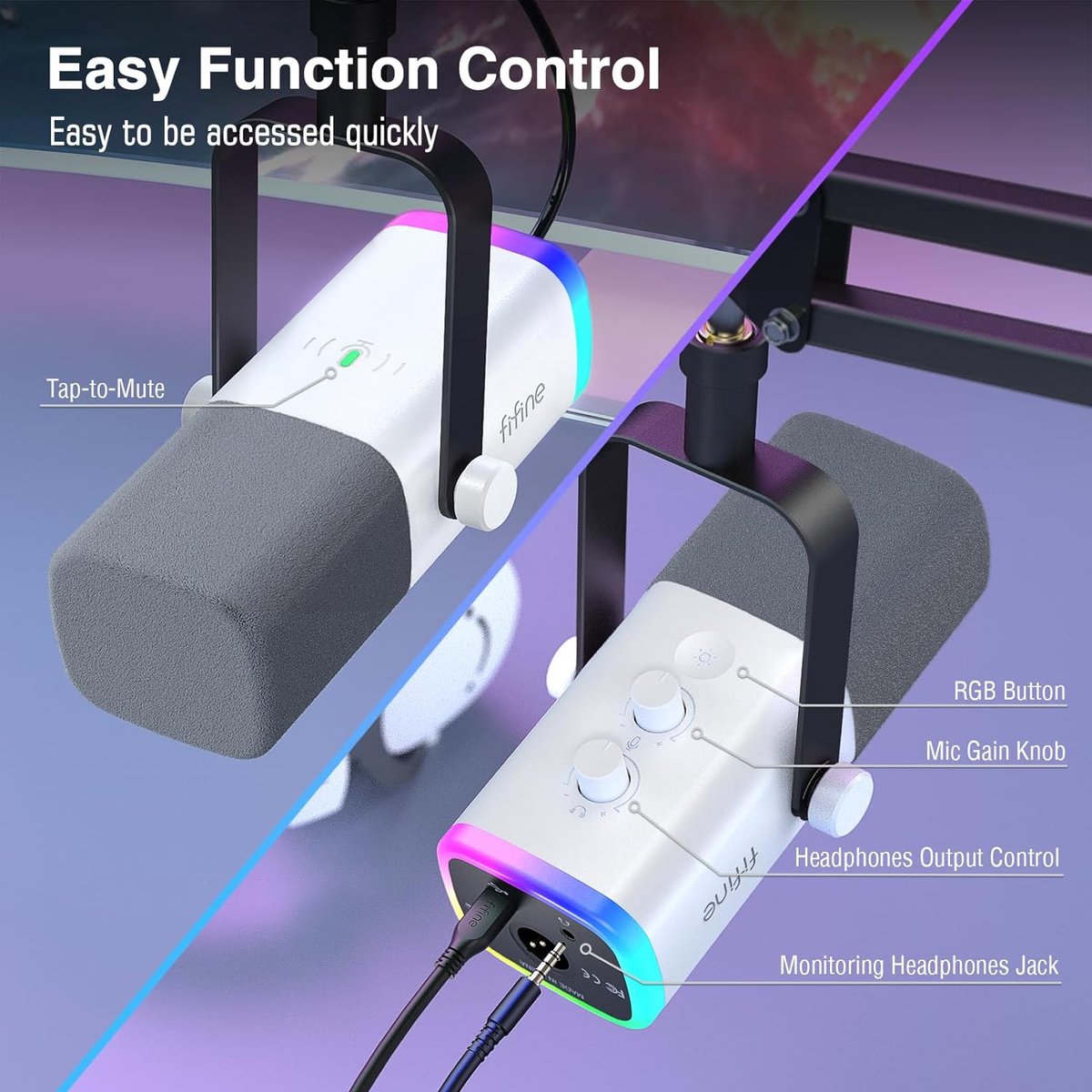 Fifine am8t wit usb xlr studio microf 7 orig - FIFINE Am8T USB + XLR Microfoon (wit)