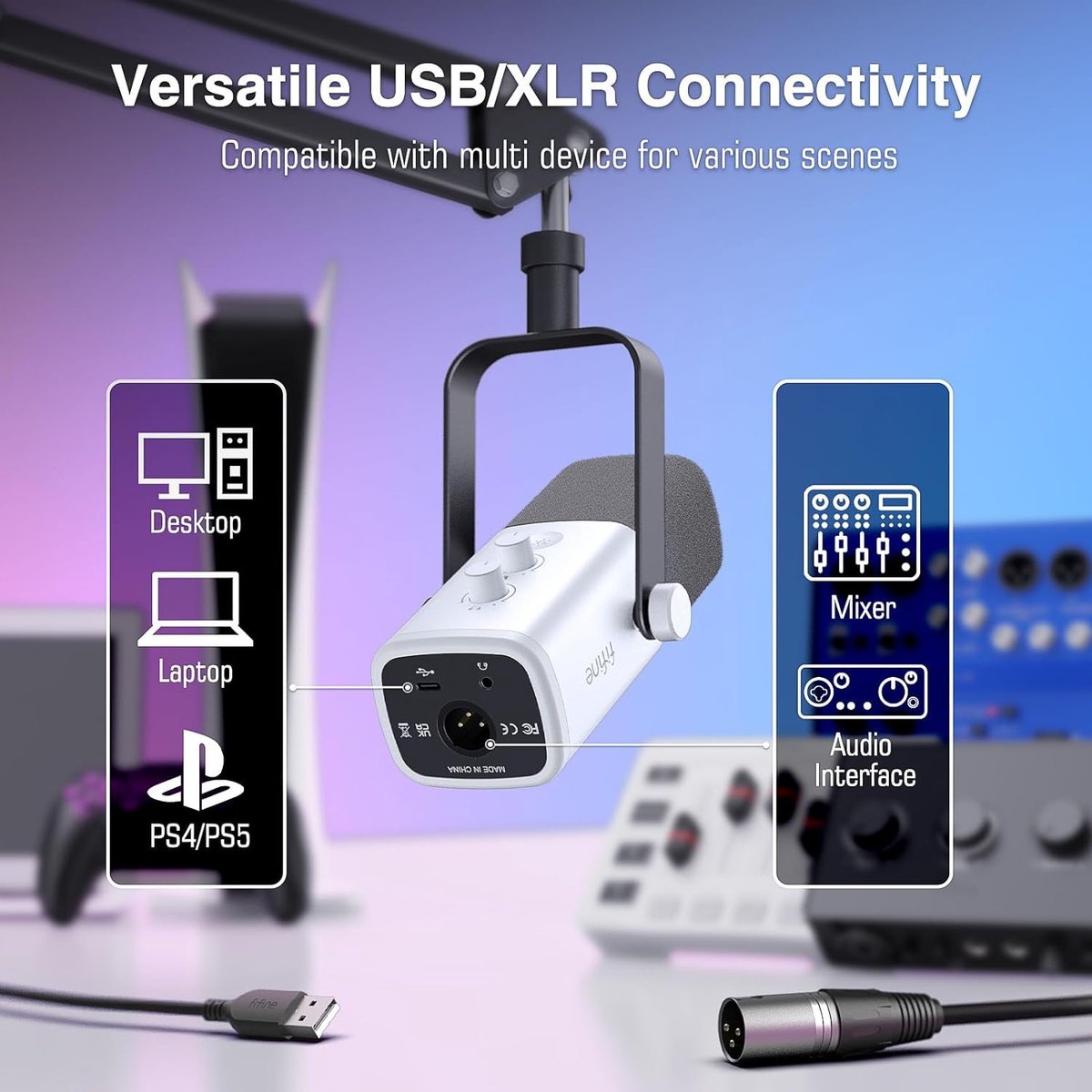 Fifine am8t wit usb xlr studio microf 8 orig - FIFINE Am8T USB + XLR Microfoon (wit)