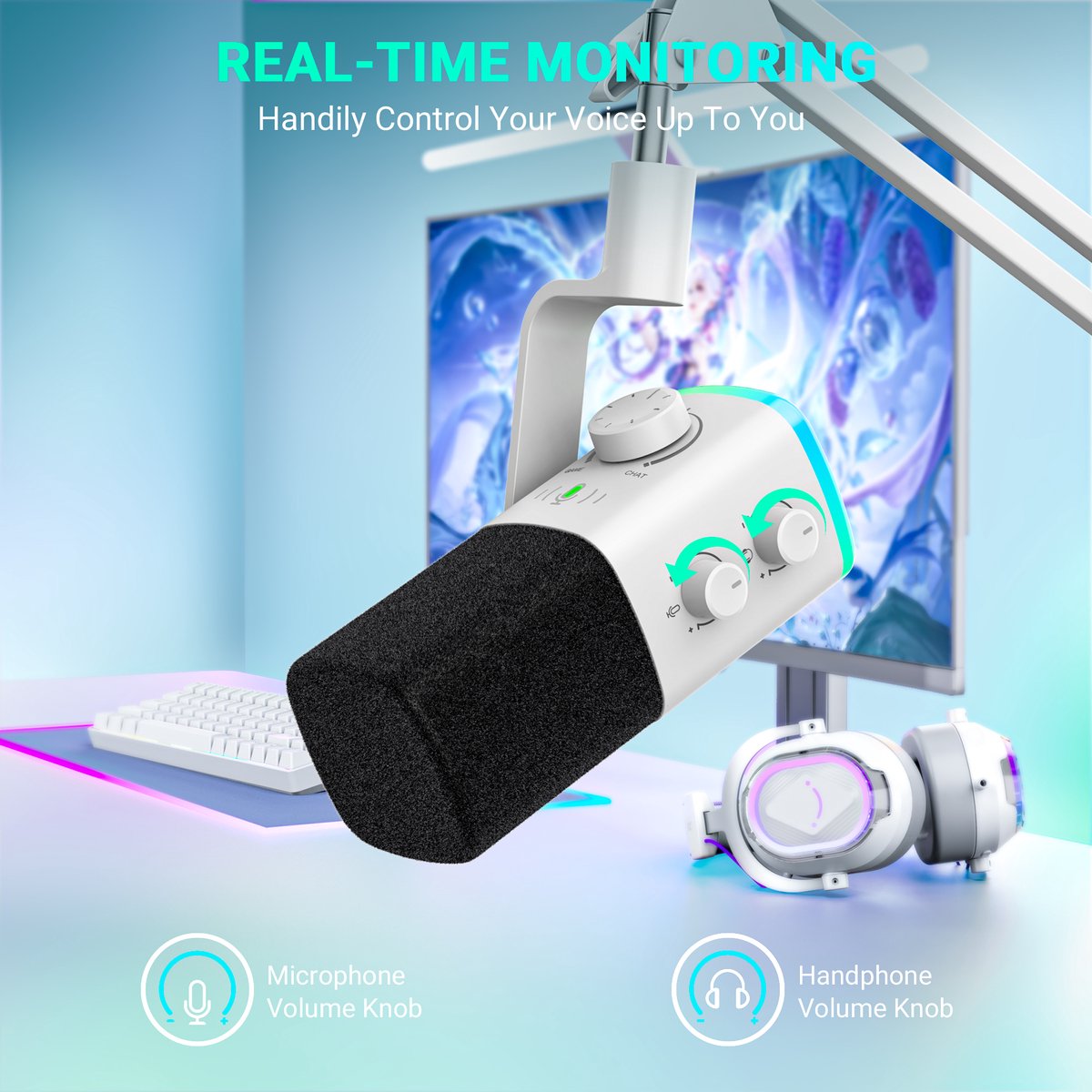 Fifine am9 microfoon dynamische podca 9555212 6 orig - FIFINE Am9 USB + XLR Microfoon (wit)