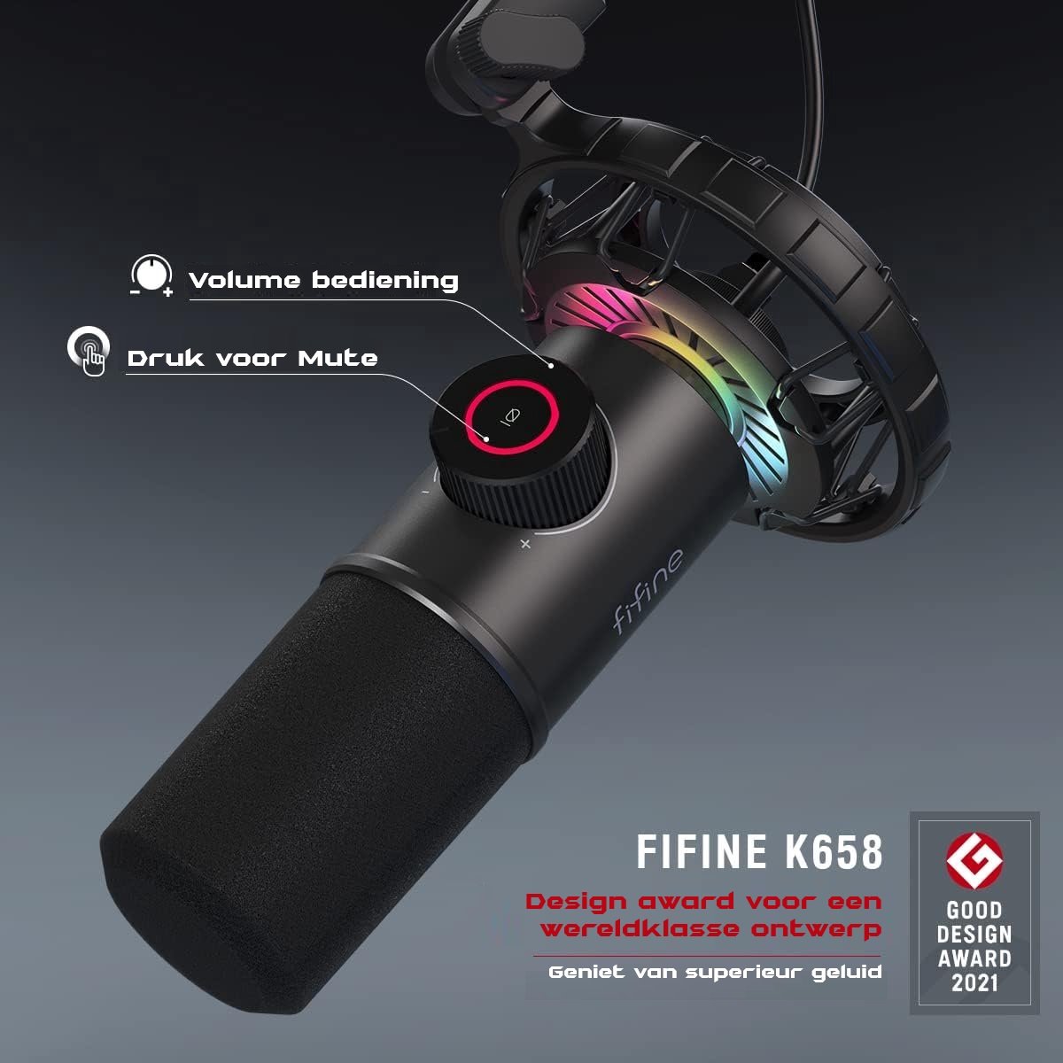 Fifine k658 microfoon dynamische podc 3 orig - FIFINE K658 USB Microfoon (zwart)