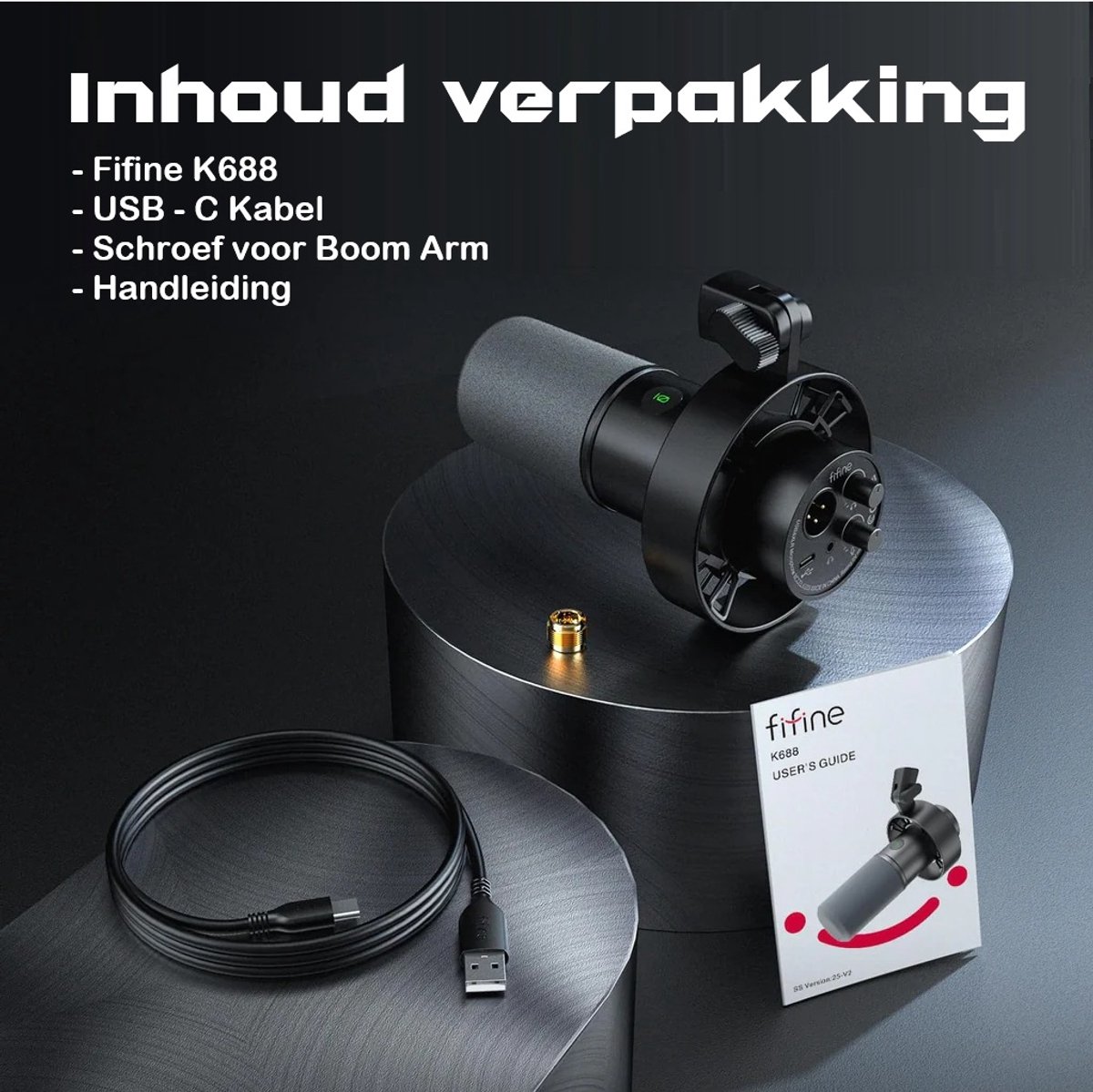 Fifine k688 usb xlr dynamische microf 9555162 7 orig - FIFINE K688 USB + XLR Microfoon (zwart)
