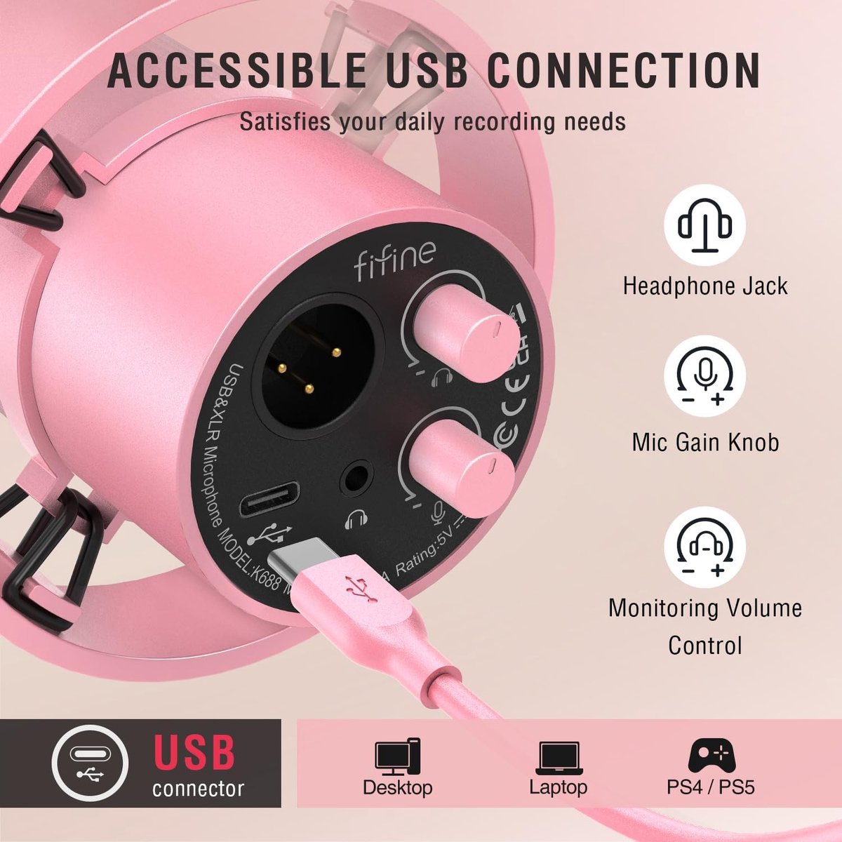 Fifine k688 usb xlr dynamische microf 9555164 3 orig - FIFINE K688 USB + XLR Microfoon