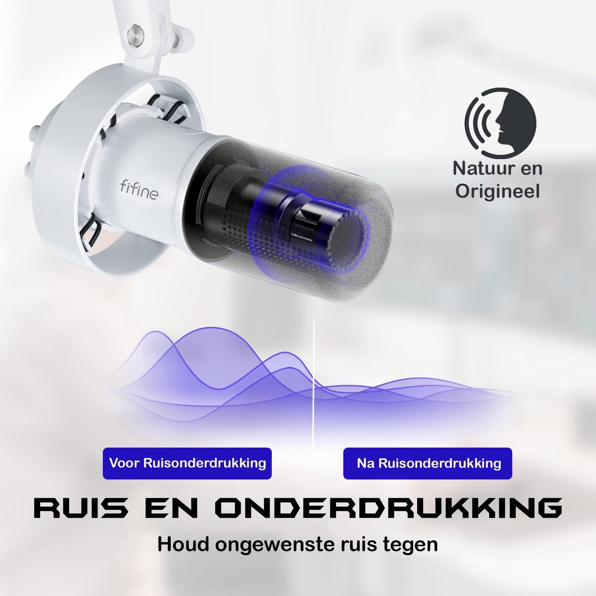 Fifine k688ct wit usb xlr dynamische 2 orig - FIFINE K688Ct USB + XLR Microfoon (wit)