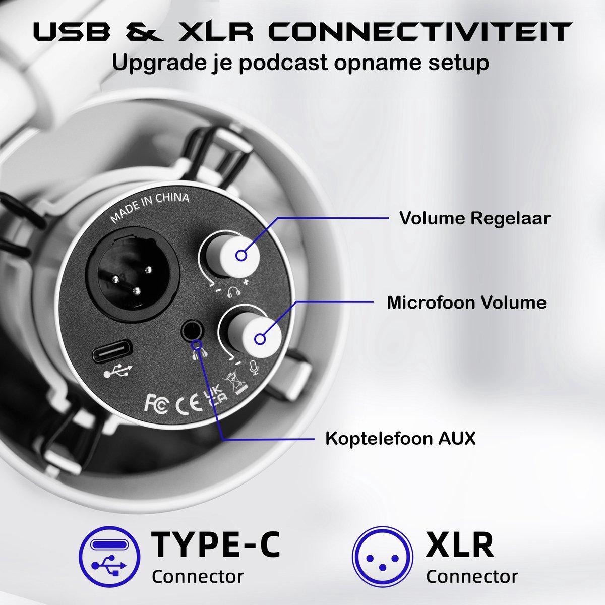 Fifine k688ct wit usb xlr dynamische 6 orig - FIFINE K688Ct USB + XLR Microfoon (wit)