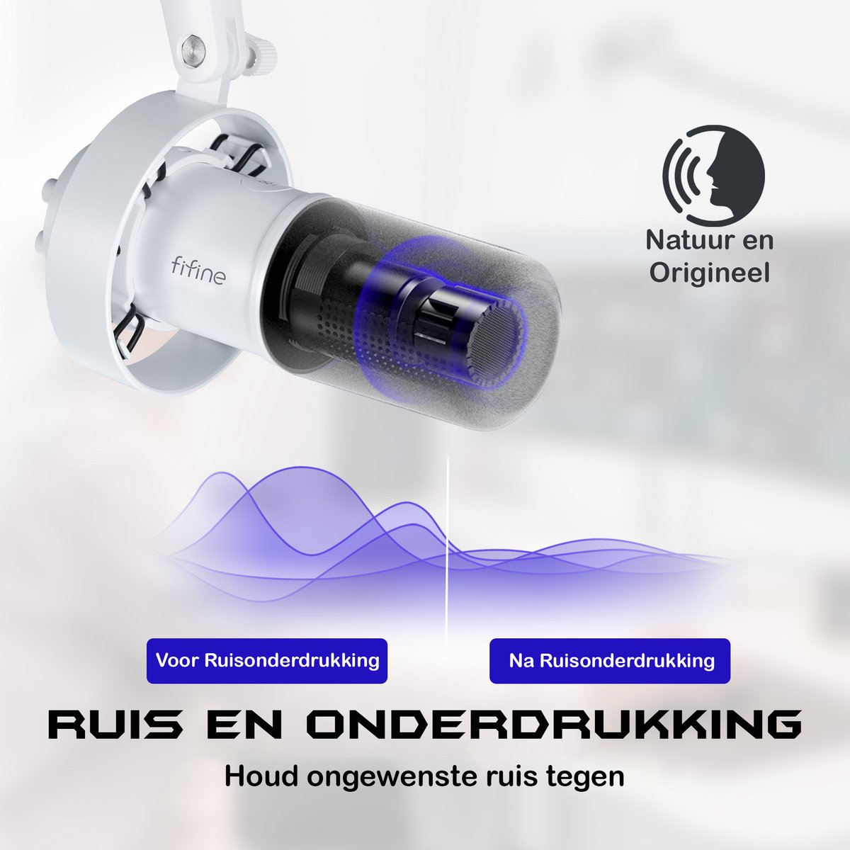Fifine k688w usb xlr dynamische micro 2 orig - FIFINE K688W USB + XLR Microfoon (wit)