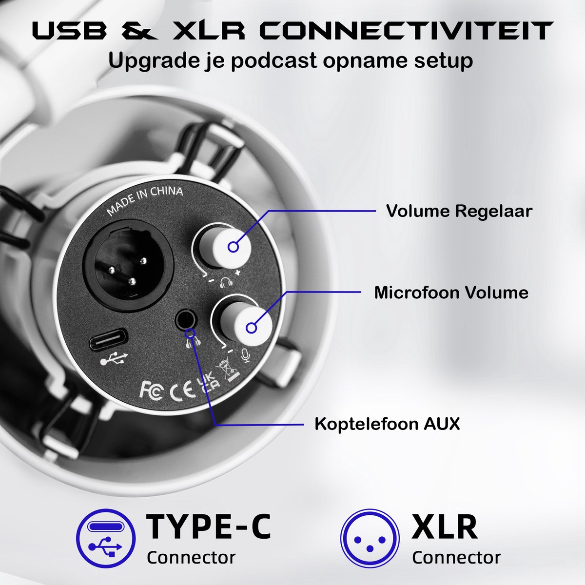 Fifine k688w usb xlr dynamische micro 6 orig - FIFINE K688W USB + XLR Microfoon (wit)